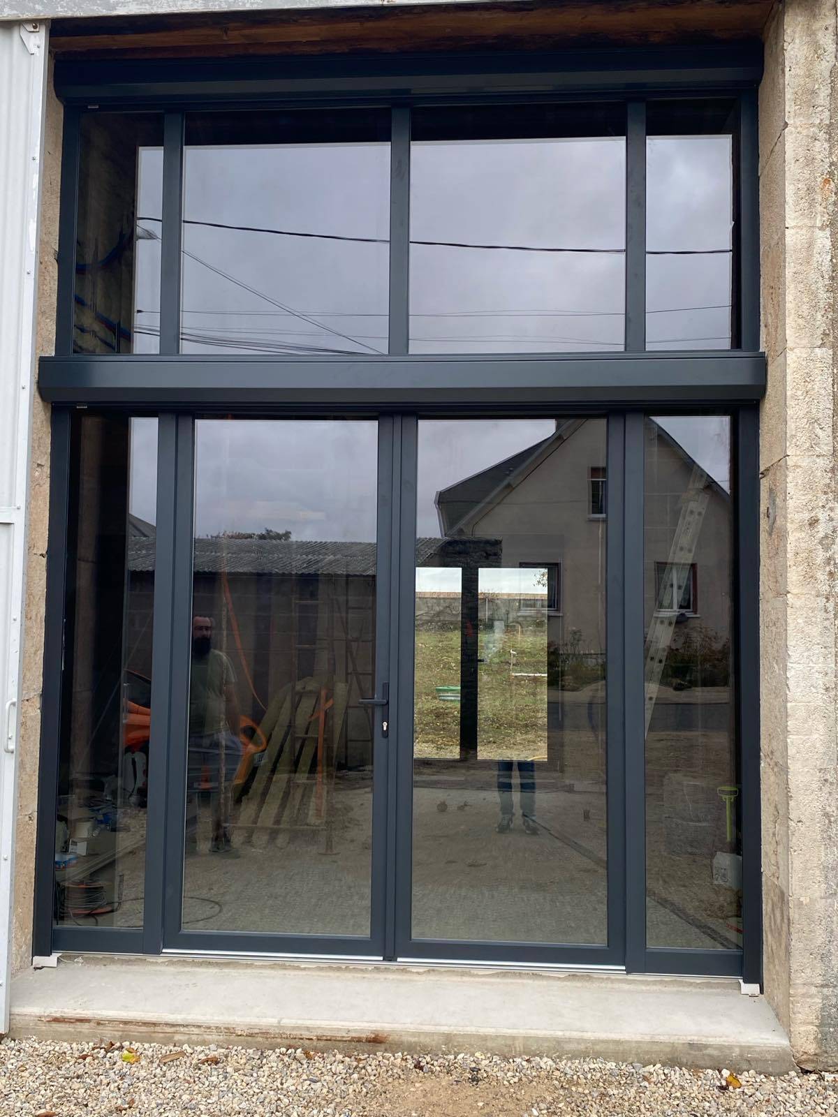 Baie vitrée aluminium gris anthracite